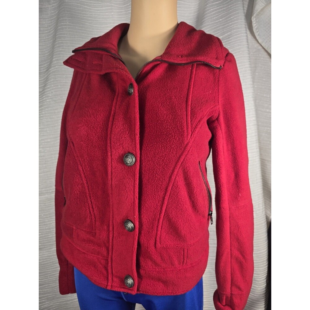 Women’s Red Fleece Moto-Style Jacket Size S (chico) - Picture 11 of 14